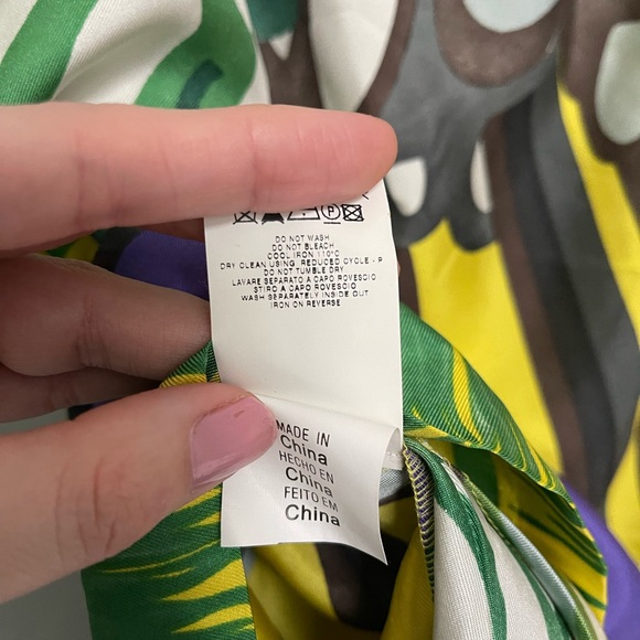 See by Chloe yellow purple green silk printed dress Size 6 - Picture 7 of 8